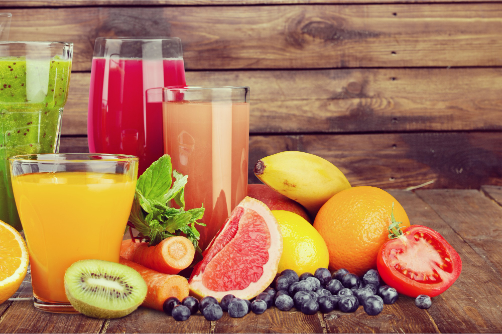 Tasty Fruits Juice With Vitamins Background