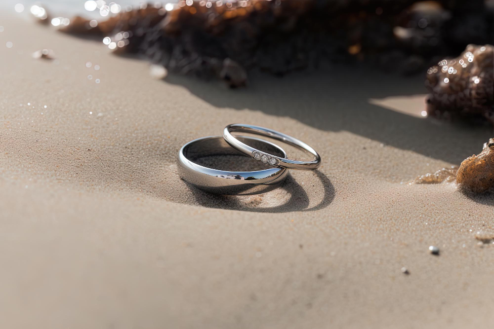 two-wedding-rings-sand-background-beach-sea