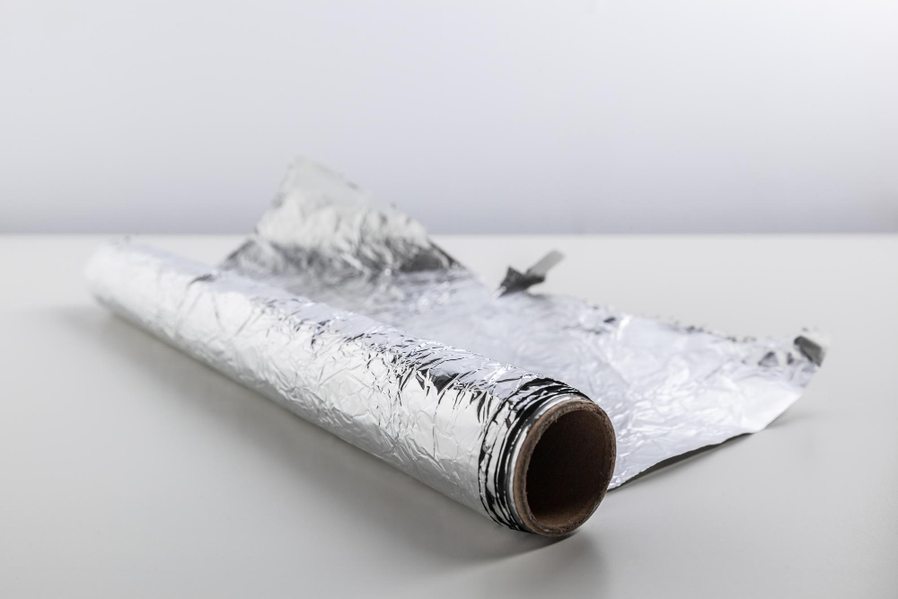 Roll Aluminum Foil Isolated White Background (1)