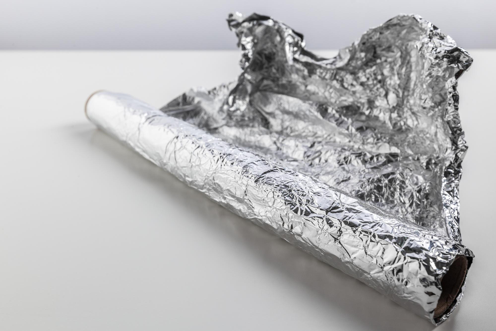 Roll Aluminum Foil Isolated White Background
