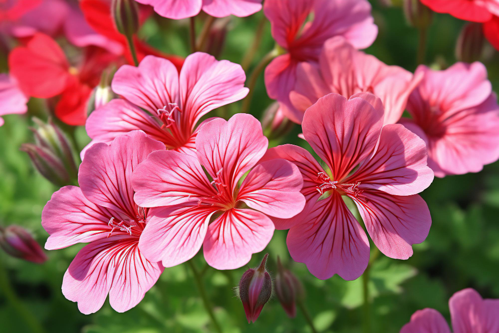 pink-geranium-flowers-garden-sunny-summer-day