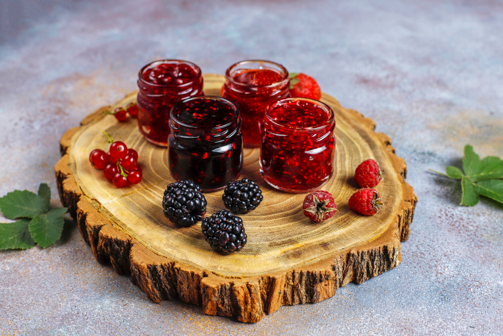 Assortment Berry Jams Top View