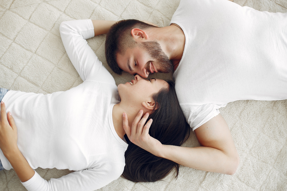 Beautiful Couple Spend Time Bedroom