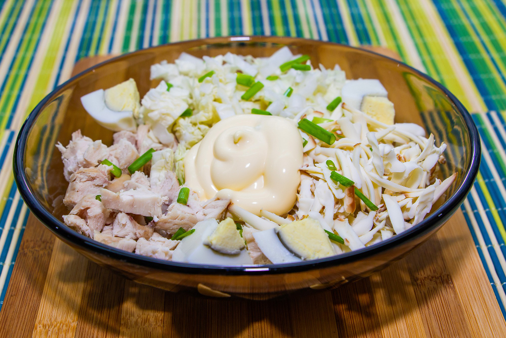Dietary Salad Proper Nutrition With Chicken Eggs