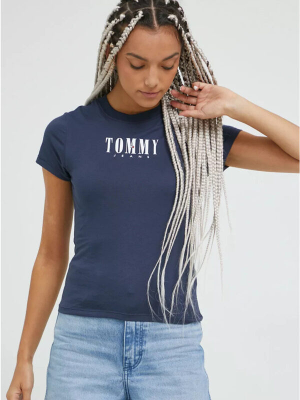 Tommy Jeans Damske Modre Tricko 1