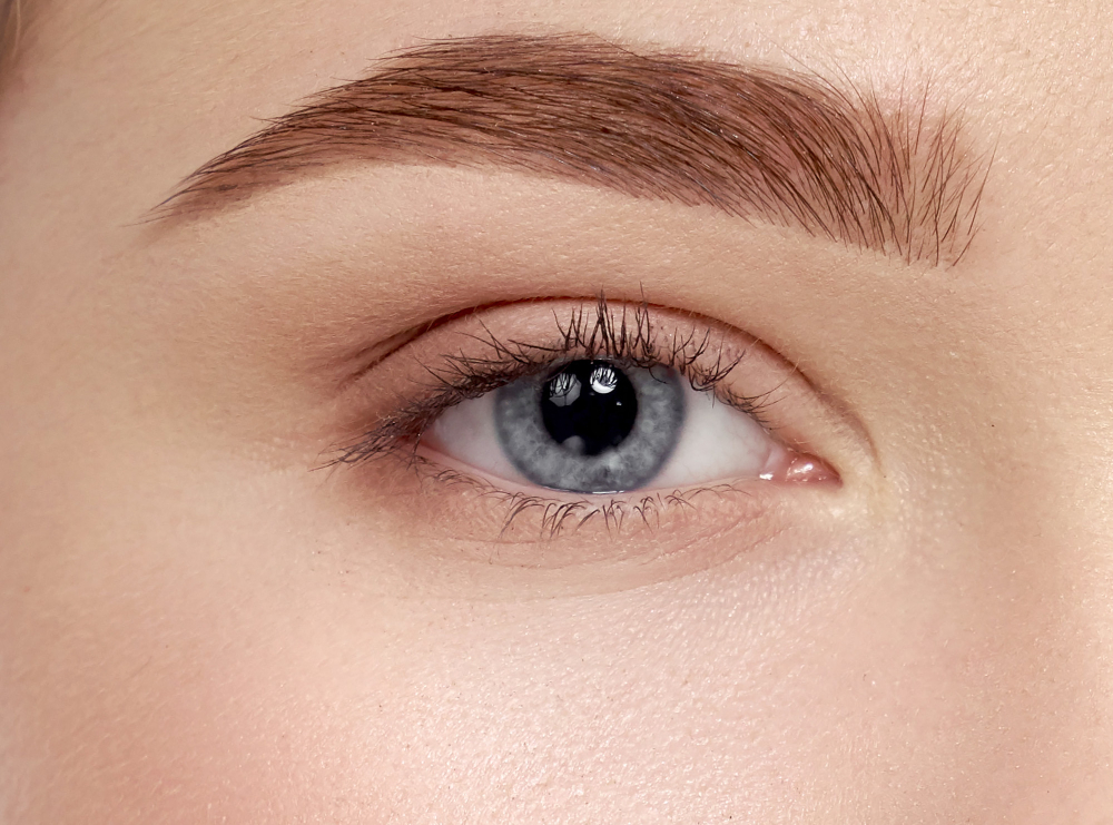 Closeup Beautiful Female Blue Eyes With Long Eyelashes