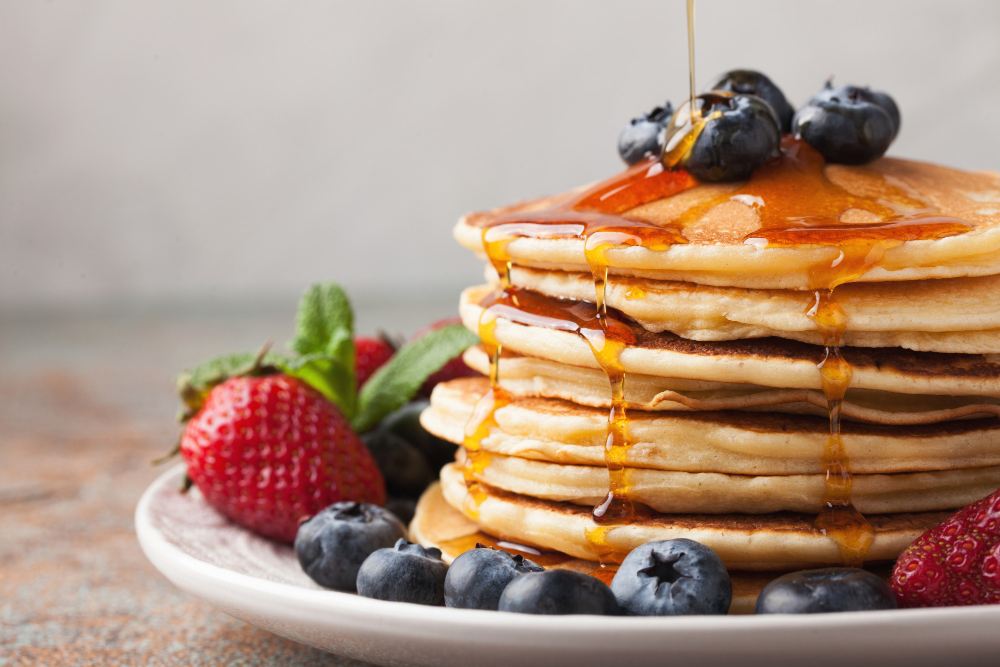 Stack Homemade Pancakes With Fresh Berries